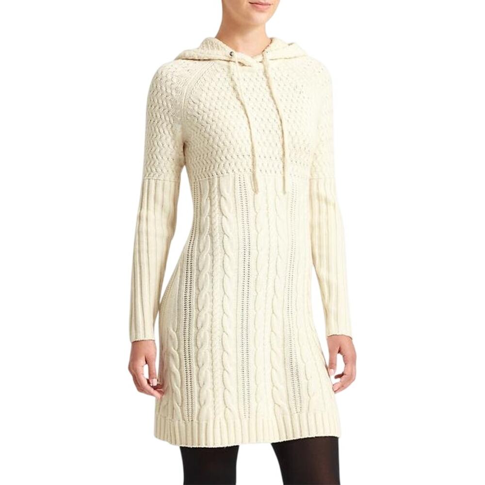 Athleta Coldspell Sweater Dress Sz XL Hooded 100%  Merino Wool Fisherman Classic